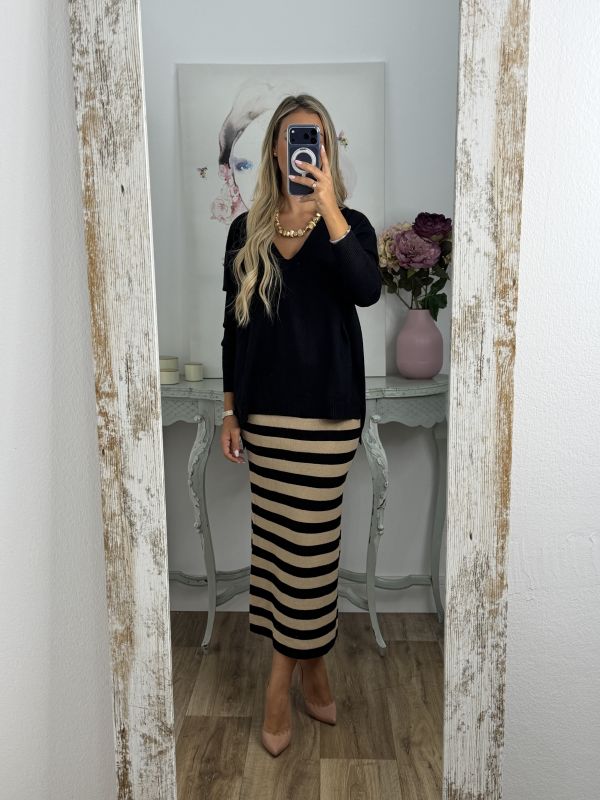 Falda Planet de rayas camel