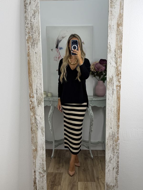 Falda Planet de rayas beige