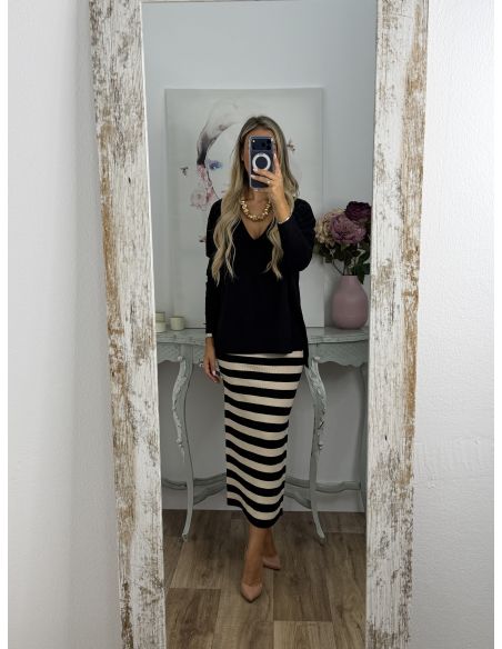 Falda Planet de rayas beige