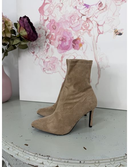 Botín de calcetín taupe