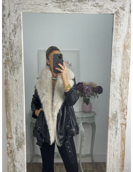 Abrigo Holanda negro y beige