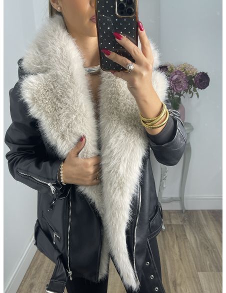 Abrigo Holanda negro y beige