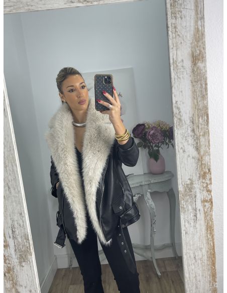 Abrigo Holanda negro y beige