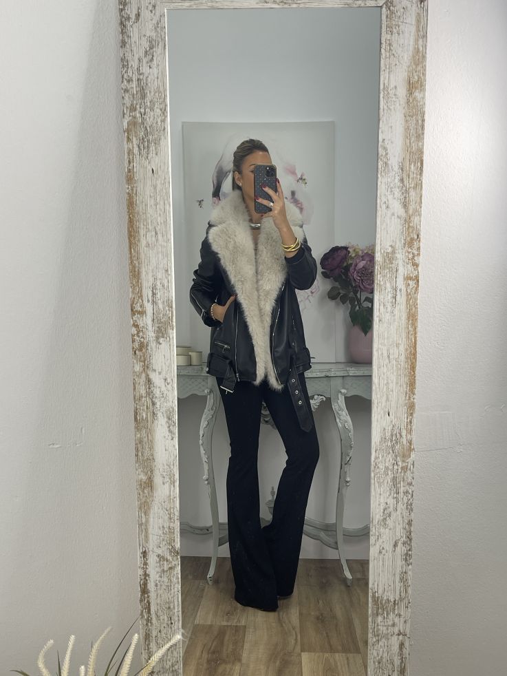 Abrigo Holanda negro y beige