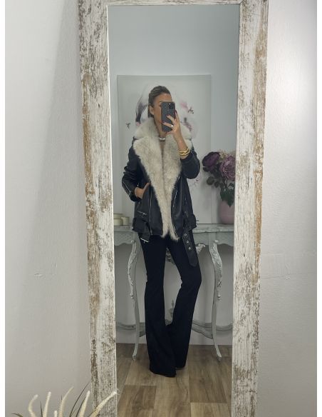 Abrigo Holanda negro y beige