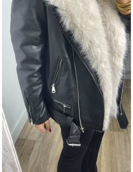 Abrigo Holanda negro y beige