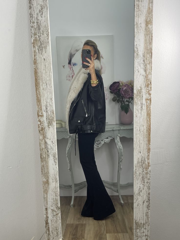 Abrigo Holanda negro y beige