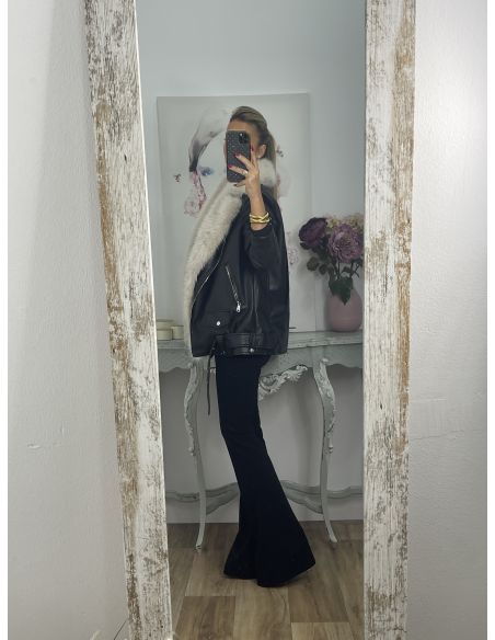 Abrigo Holanda negro y beige