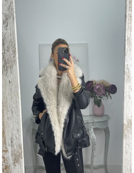 Abrigo Holanda negro y beige