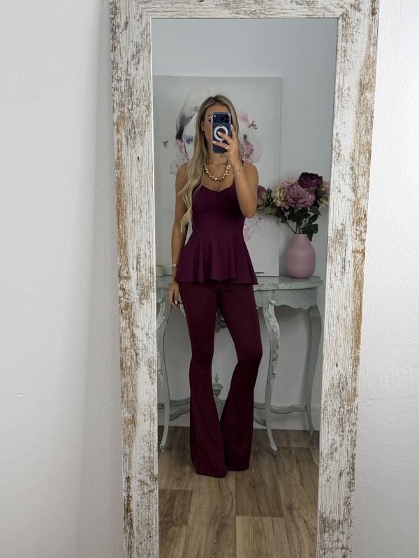 Pantalón doble frunce burdeos