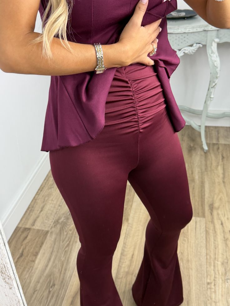 Pantalón doble frunce burdeos