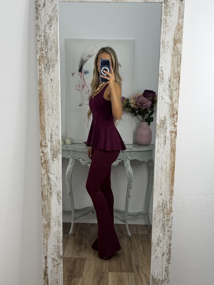 Pantalón doble frunce burdeos