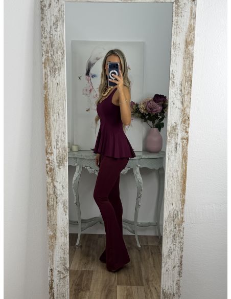 Pantalón doble frunce burdeos