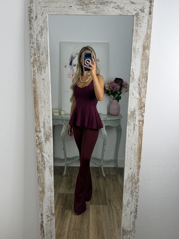 Pantalón doble frunce burdeos