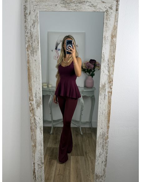 Pantalón doble frunce burdeos
