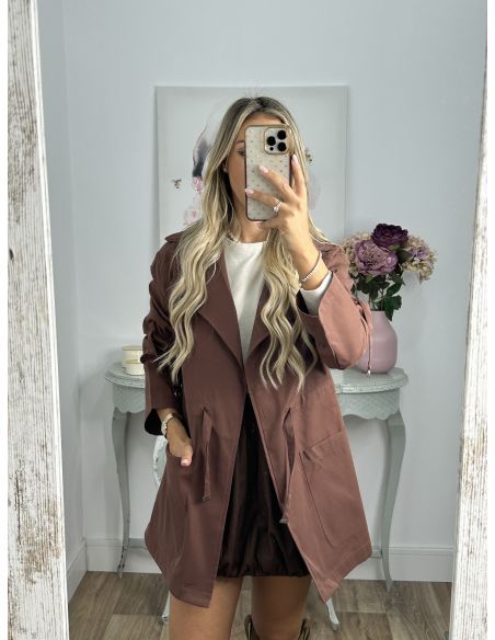 Gabardina corta chocolate