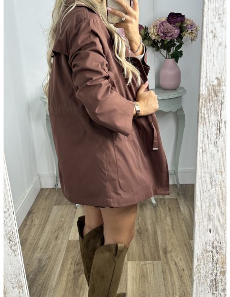 Gabardina corta chocolate