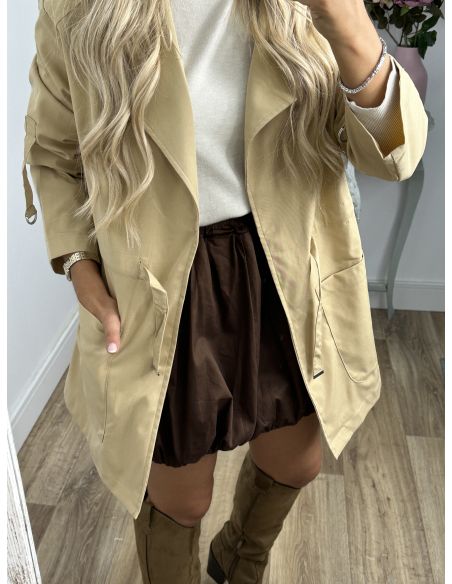 Gabardina corta camel