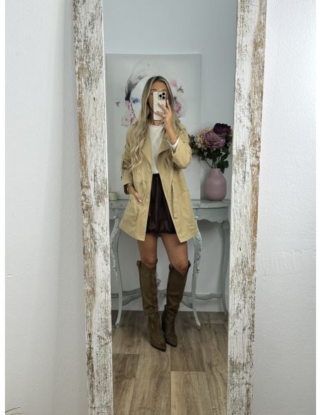 Gabardina corta camel