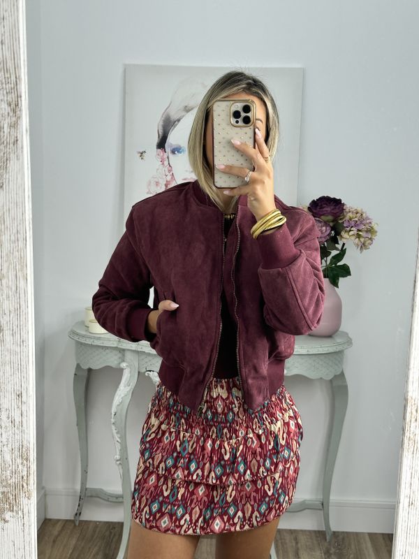 Bomber piel de melocoton burdeos