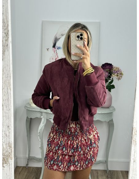 Bomber piel de melocoton burdeos