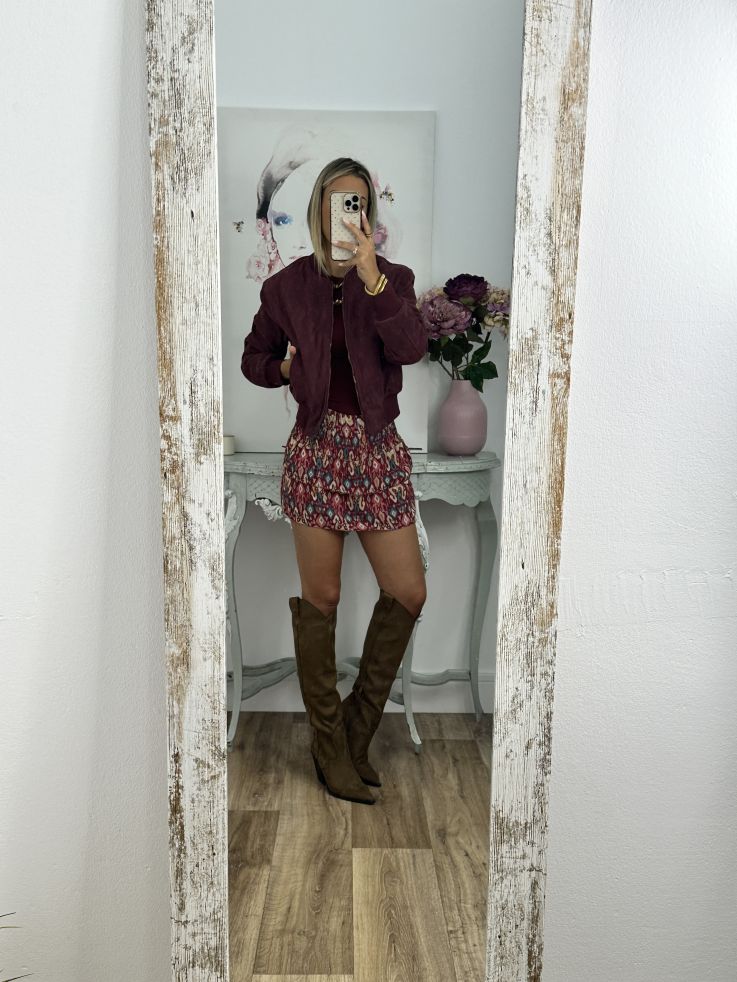 Bomber piel de melocoton burdeos