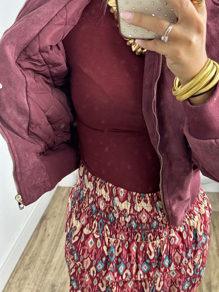 Bomber piel de melocoton burdeos