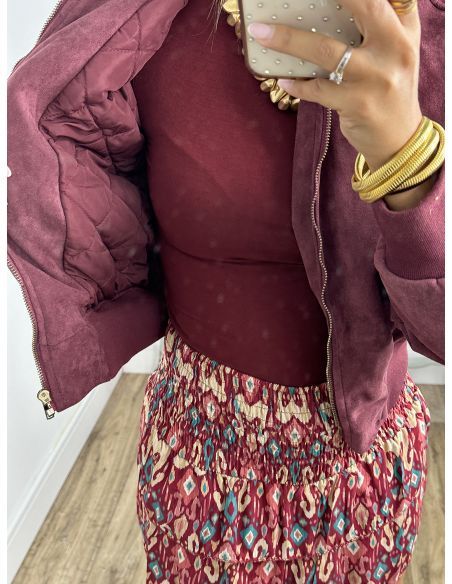 Bomber piel de melocoton burdeos