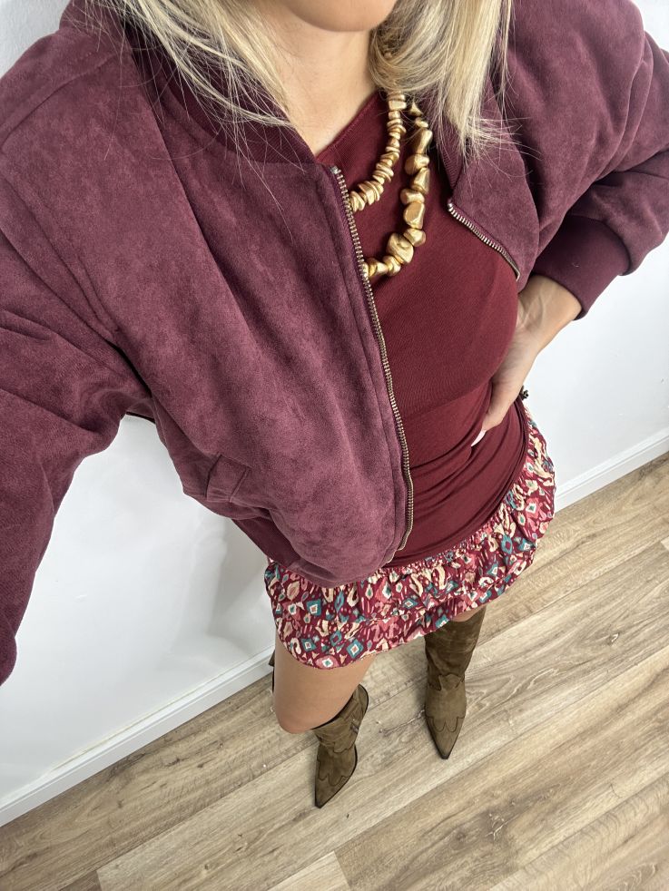 Bomber piel de melocoton burdeos