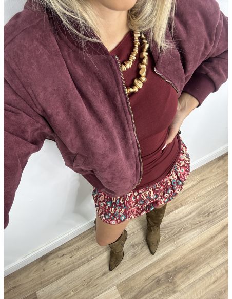 Bomber piel de melocoton burdeos