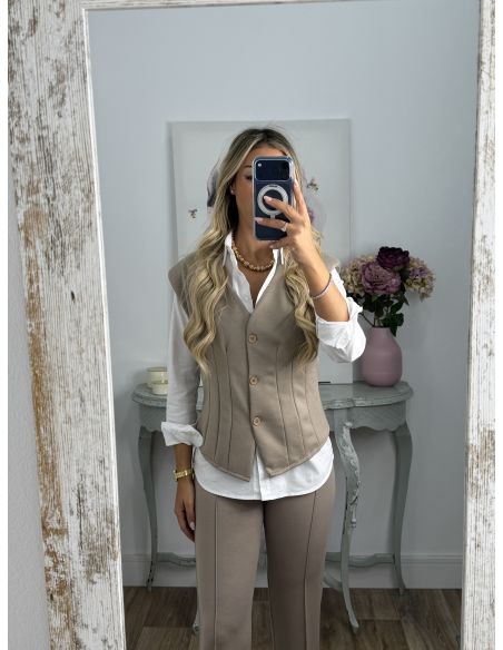 Conjunto Terry taupe