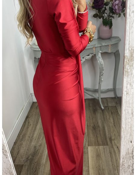 Vestido Oriana rojo manga larga