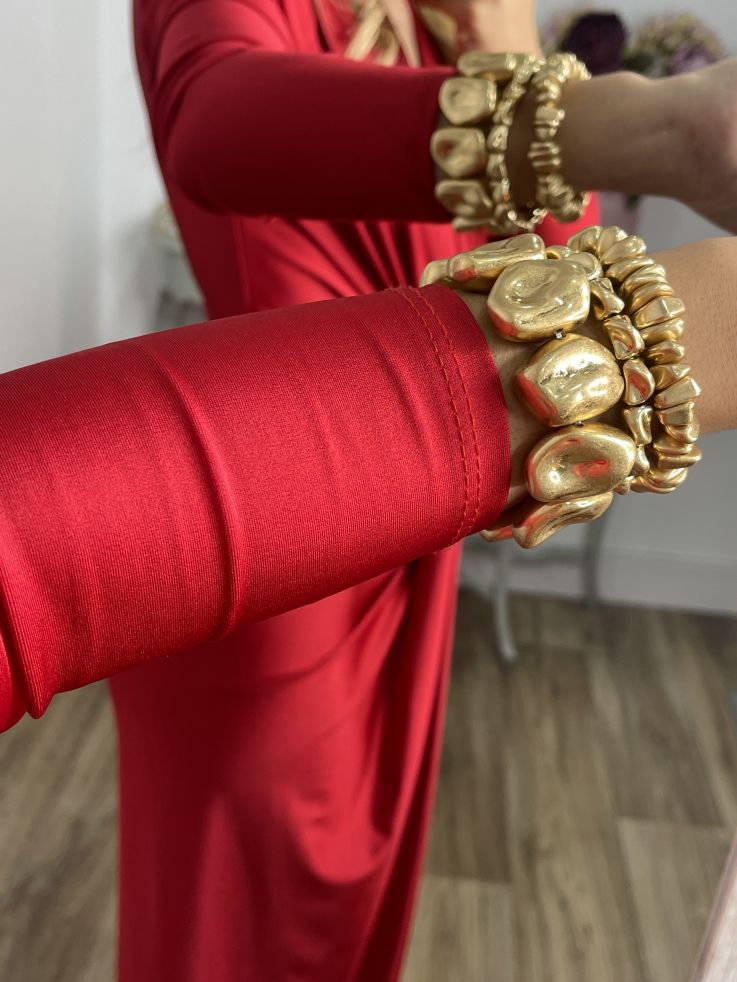 Vestido Oriana rojo manga larga