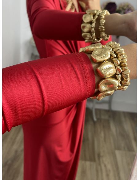 Vestido Oriana rojo manga larga