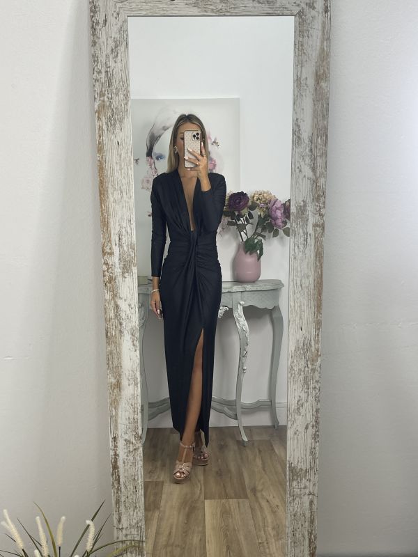 Vestido Oriana negro manga larga