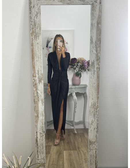 Vestido Oriana negro manga larga