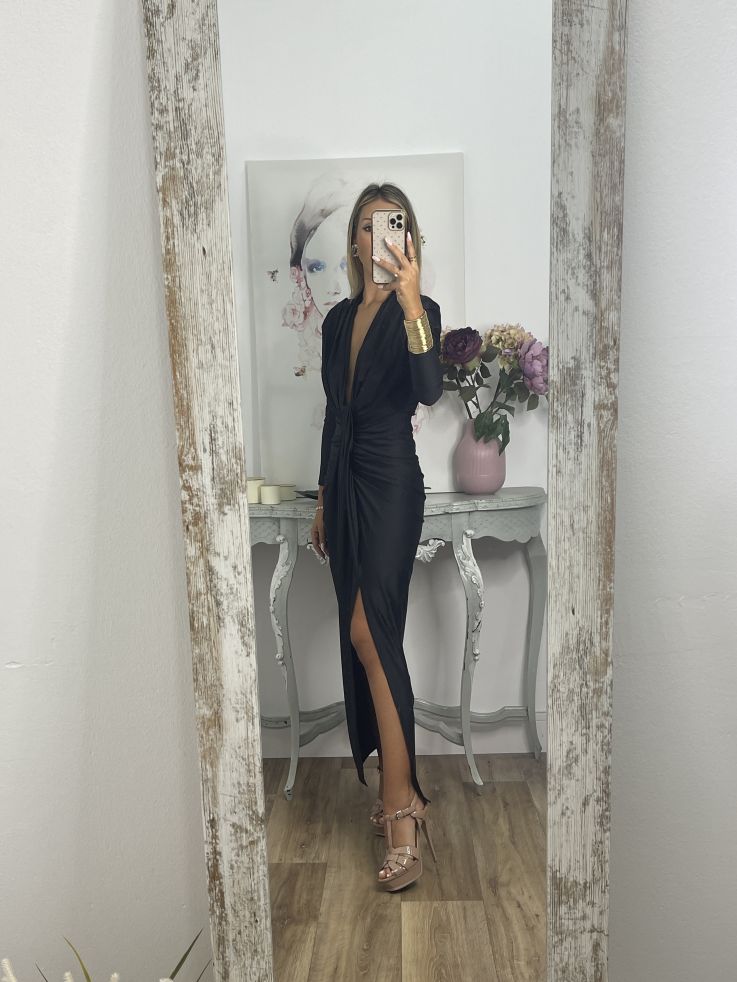 Vestido Oriana negro manga larga
