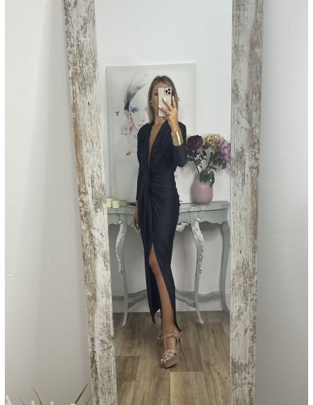 Vestido Oriana negro manga larga