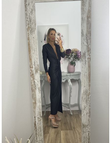 Vestido Oriana negro manga larga
