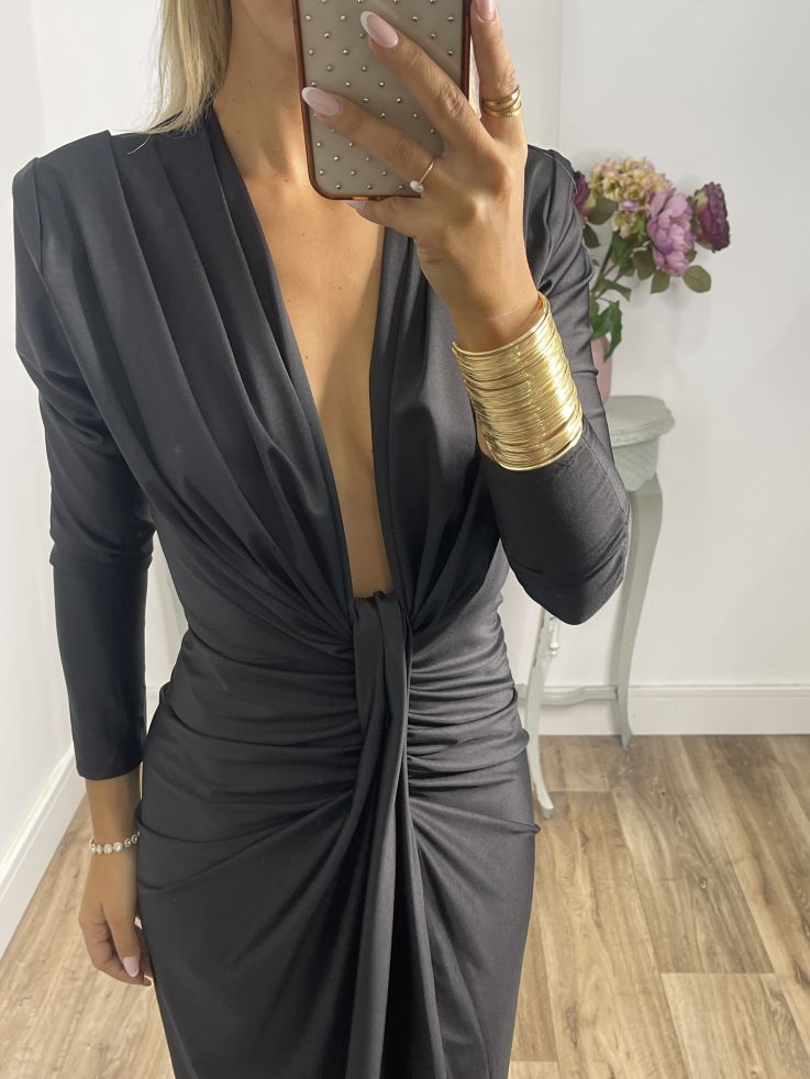 Vestido Oriana negro manga larga