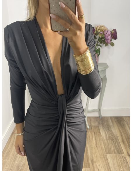 Vestido Oriana negro manga larga