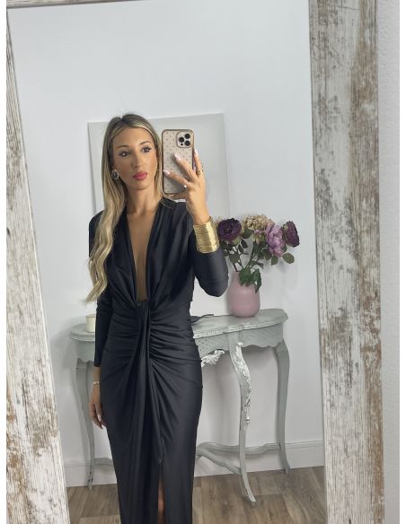 Vestido Oriana negro manga larga