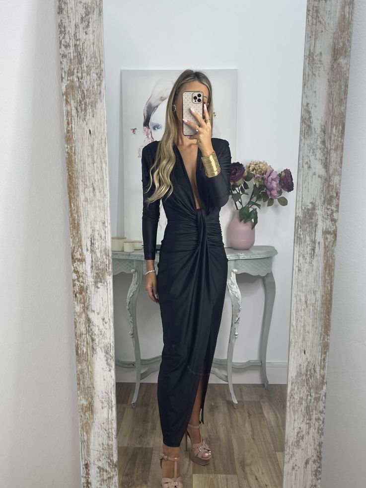 Vestido Oriana negro manga larga