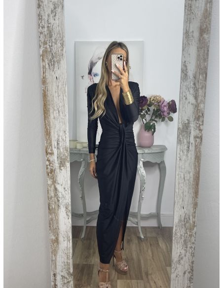 Vestido Oriana negro manga larga