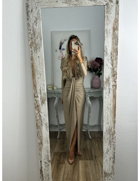 Vestido Oriana champán manga largas