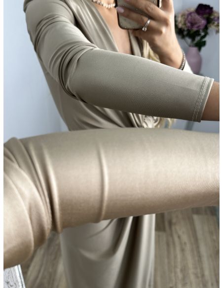 Vestido Oriana champán manga largas