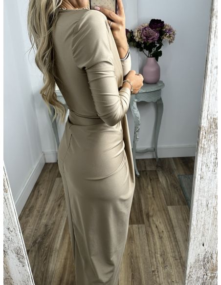 Vestido Oriana champán manga largas