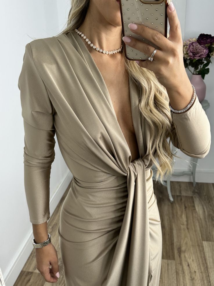 Vestido Oriana champán manga largas