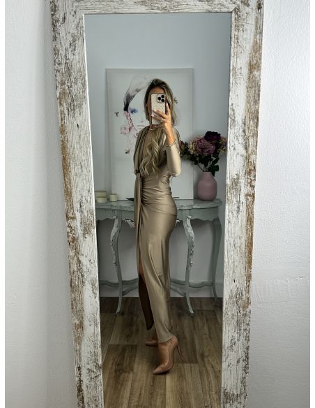 Vestido Oriana champán manga largas