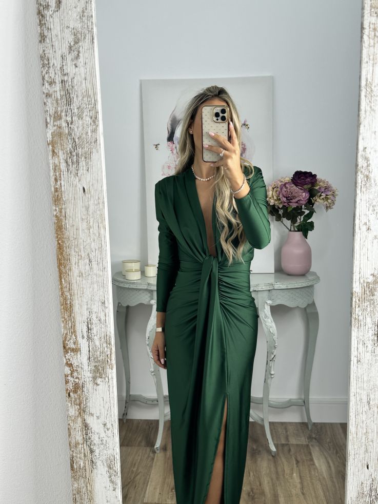 Vestido Oriana verde manga larga